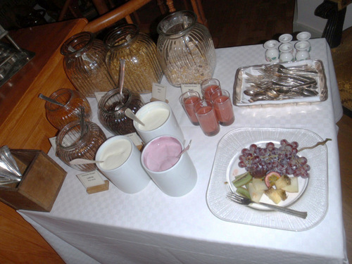 Continental Breakfast Service: Yogerts and Grains.